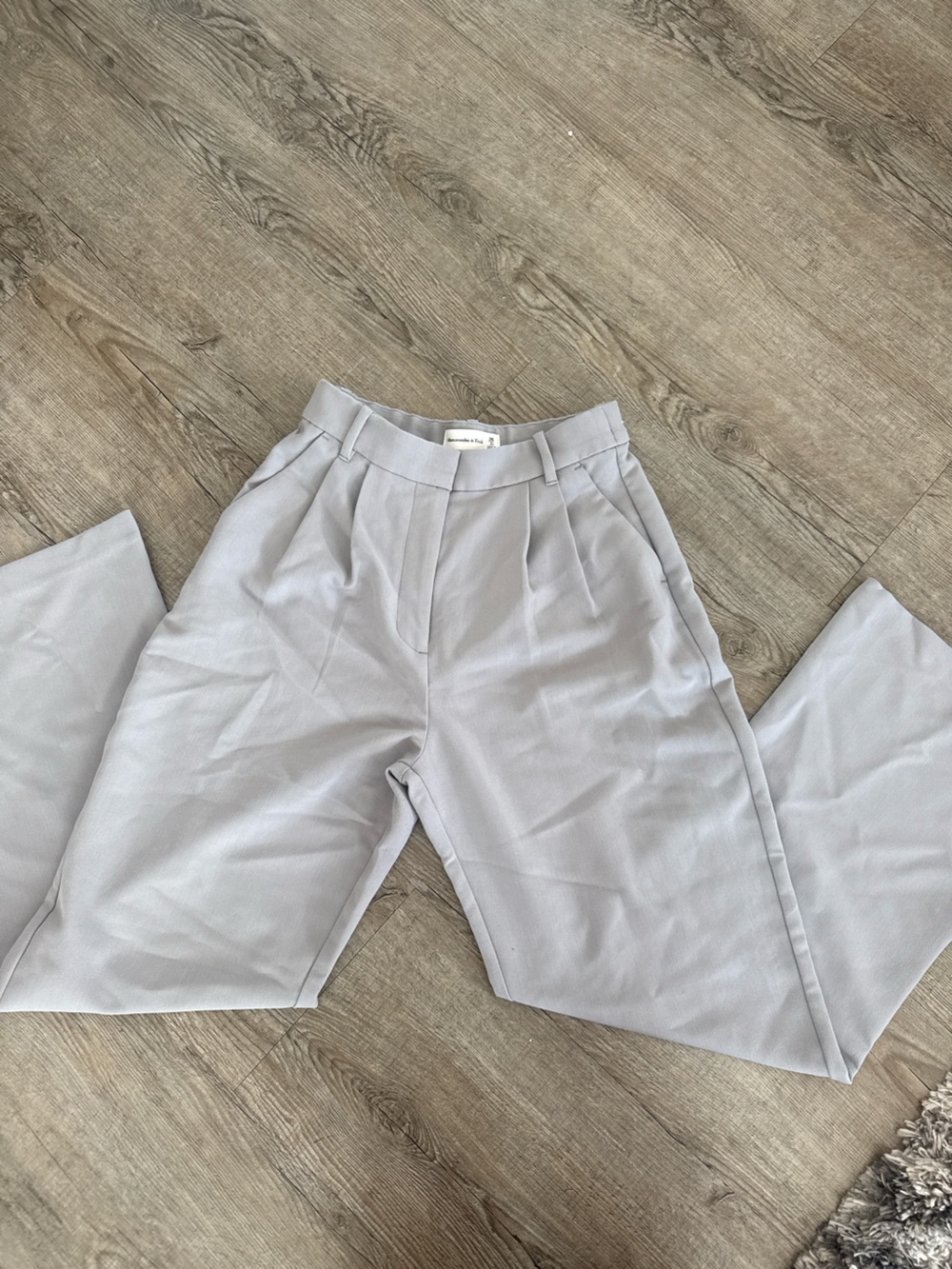 Abercrombie & Fitch Light Gray Sloane Tailored Wide Leg Pant